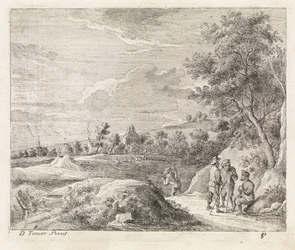 Paisaje con cuatro excursionistas