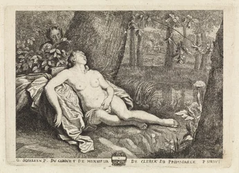 Ninfa dormida espiada por un sátiro