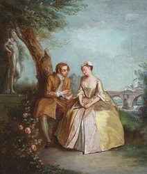 Conversación o amantes en un parque, c.1727 (óleo sobre lienzo)