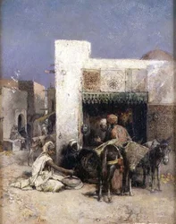 Árabes fuera de una casa
