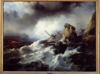 Escena de naufragio Pintura de Philippe Tanneur (1795-1878) 1850 Brest, Museo de Bellas Artes