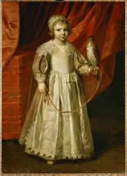 Niña con halcón, probablemente Anne-Marie de Chevreuse, de 5 años, hija de Claude de Lorraine, duc de Chevreuse ...