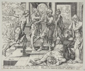 Job recibiendo la mala noticia de sus desgracias