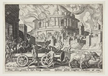 Los caldeos llevándose los pilares del templo de Jerusalén