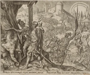 El descubrimiento del cadáver de Holofernes, lámina ocho de La historia de Judith y Holofernes.
