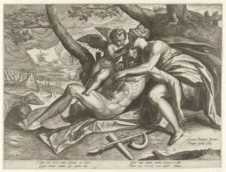 Venus llora la muerte de Adonis La historia de Adonis (título de la serie)