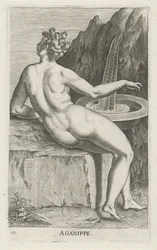Waternimf Aganippe Aganippe (título sobre objeto) Stroom- una ninfa de agua (título de la serie) Nympharum oceanitidum, Ephydridum potamidum naiadum (título de la serie)