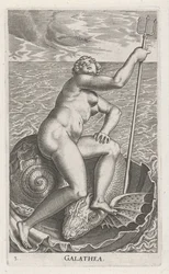 Waternimf Galatea Galatia (título sobre el objeto) Stroom- una ninfa de agua (título de la serie) Nympharum oceanitidum, Ephydridum potamidum naiadum (título de la serie)