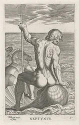 Zeegod Neptuno Neptvnvs (título sobre el objeto) Rivier-en zeegoden (título de la serie) Imágenes bellamente escritas de los semidioses de los Marini y sus amigos (título de la serie)