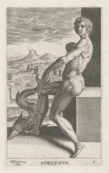 Zeegod Portunus Portvnvs (título sobre el objeto) Rivier- en zeegoden (título de la serie) Elegantes retratos de los semidioses marinos y los leones marinos (título de la serie)