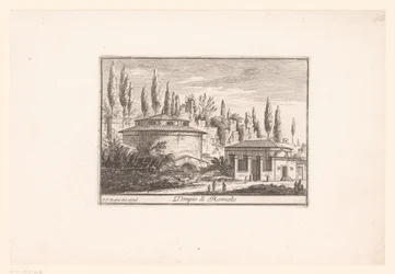 Vista del Templo de Rómulo
Tempio di Romolo (título en el objeto)
Vistas de la Roma antigua y moderna (título de la serie)
Varie Vedute di Roma Antica, e Moderna (título de la serie)