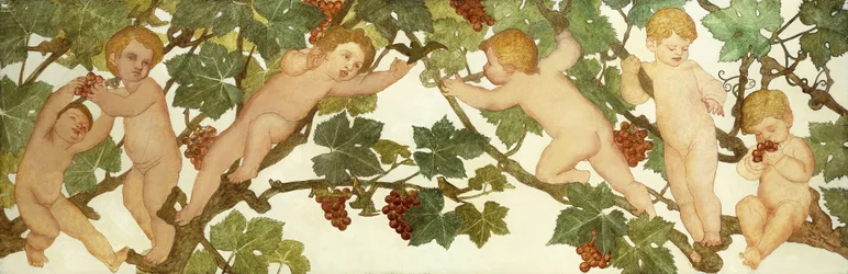 Putti retozando en un viñedo