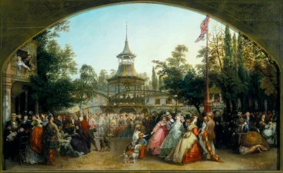 La plataforma de baile en los jardines de Cremorne, 1864