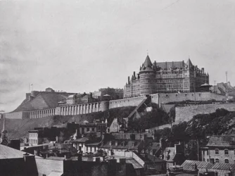 El Chateau y la Ciudadela desde la Ciudad Baja, Quebec
