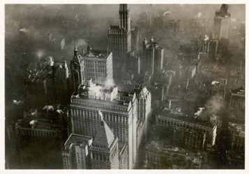 Foto aérea del centro de Manhattan, tomada desde el LZ 127 Graf Zeppelin, Nueva York 1928