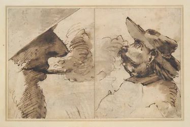 Caricaturas de dos cabezas masculinas