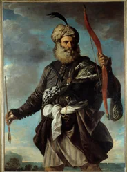 Figura de un guerrero oriental sosteniendo un arco