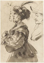Caricatura de una mujer vieja y emperifollada