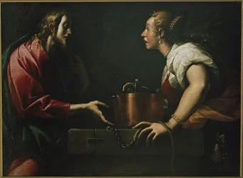 Cristo y la mujer samaritana en el pozo