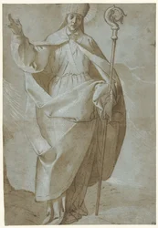 San Abbondio con mitra y báculo