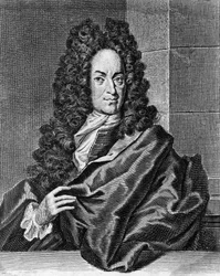 Retrato de Georg Ernst Stahl, médico y químico alemán, grabado de Opusculum chimico-physico-medicum