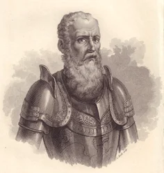 Retrato del líder militar italiano Ezzelino III da Romano, grabado en cobre