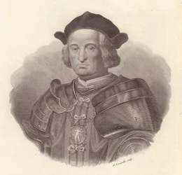 Retrato del jefe militar y político italiano Gian Giacomo Trivulzio (1440-1518), grabado por Locatelli