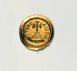 Solidus del emperador bizantino Heraclio, monedas bizantinas, siglo VII d.C.