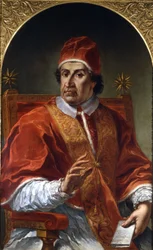Clemente XI (1649 - 1721). Pintura de Pier Leone Ghezzi. Roma, Museo de Roma