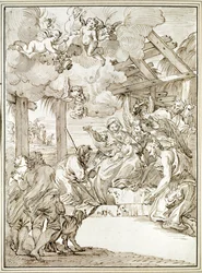 La adoración de los pastores (pluma y tinta)