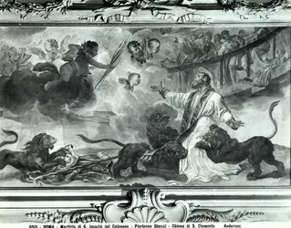 El martirio de San Ignacio de Antioquía en el Coliseo (fresco) (b/n)