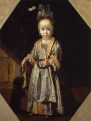 Retrato de niña con cachorro