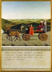 Triunfo alegórico de Battista Sforza (temple sobre madera)