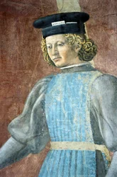 Detalle de La Leyenda de la Vera Cruz mostrando la tortura del judío, de Piero della Francesca