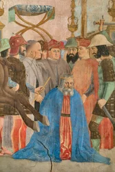 La batalla de Heraclio y Cosroes, detalle de Las historias de la Vera Cruz: ejecución del rey Cosroes (fresco)