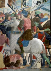La Leyenda de la Verdadera Cruz, la Batalla de Heraclio y Cosroes, completada en 1464 (detalle)