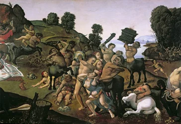 La lucha entre los lapitas y los centauros, (detalle) c.1490s