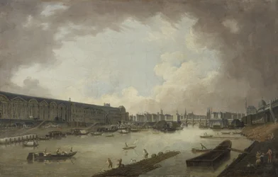La Grande Galerie, el Pont-Neuf y la Ile de la Cité, vistos desde el Pont Royal, hacia 1775 (óleo sobre lienzo)