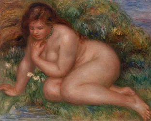 Bañista mirándose a sí mismo en el agua
