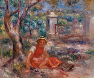 Niña al pie de un árbol