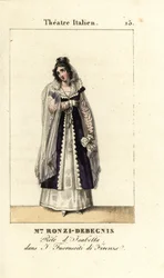 Mme. Ronzi-Debegnis en I Fuoruscit di Firenze, Theatre Italien, ,1819 (grabado)