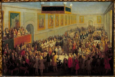 Fiesta por la coronación de Luis XV en el Palacio Arzobispal de Reims, 25 de octubre