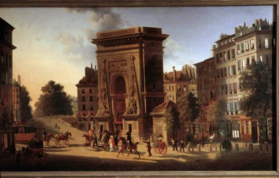 La puerta de Saint Denis. Vista de París. Pintura de Pierre Alexandre Pau De Saint Martin
