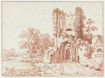Paisaje con torre en ruinas