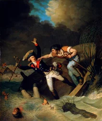 La muerte del Duque Leopoldo de Brunswick durante una inundación en Brunswick, Alemania, 1785