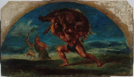Boceto para el Salón de la Paz del Hôtel de Ville de París: Hércules y el jabalí Erymanthem, según Delacroix, entre 1852 y 1854 (óleo)