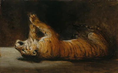 Jugando al tigre (óleo sobre lienzo)