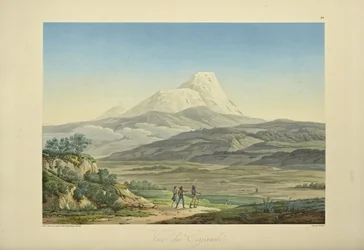 Vista de Cajambe, grabado por Bouquet, ilustración de 