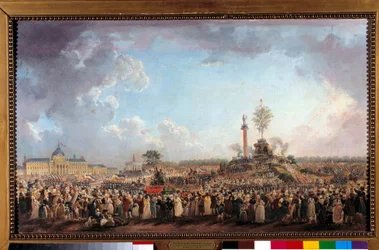 Fiesta del Ser Supremo en el Campo de Marte (20 prairial año 2 o 8 de junio de 1794), pintura de Pierre De Machy (1723-1807)