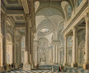 Interior de la iglesia de la Madeleine según el diseño del arquitecto Pierre